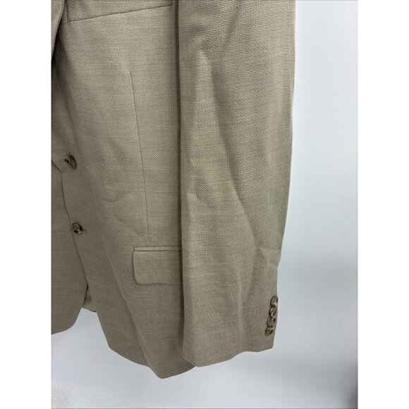 Jos. A. Bank Mens 44 Wool Linen Blazer Tan Two Button Sport Coat Classic Fit - Picture 3 of 7
